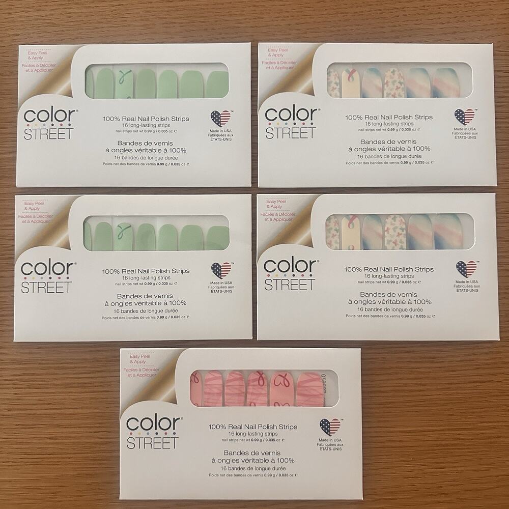 Color Street Nail Polish Strips Ribbon, Choose Hope, Take Care, Nvr Forgotten